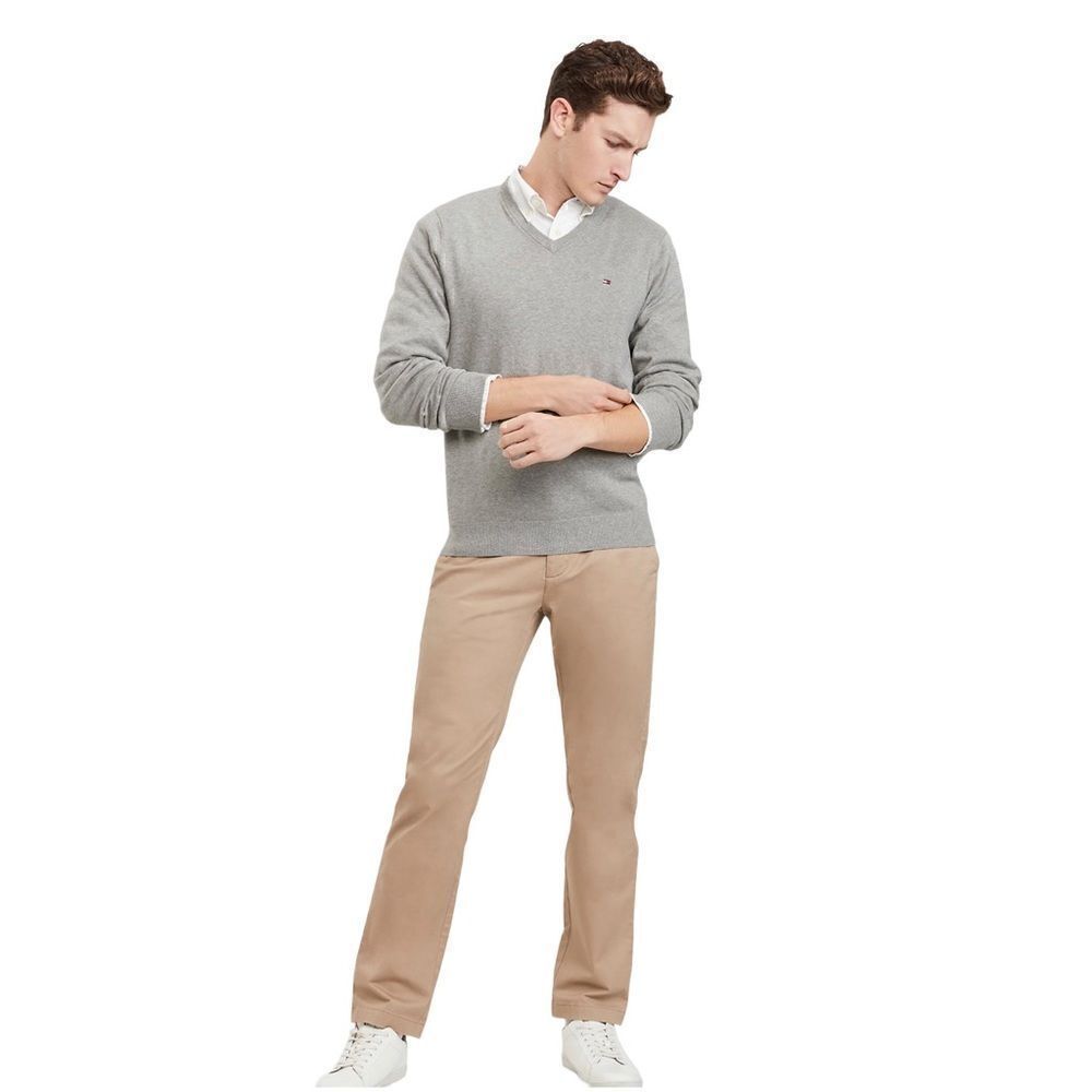 NWOT Tommy Hilfiger 100% Cotton Gray V-Neck Sweater Sz XL